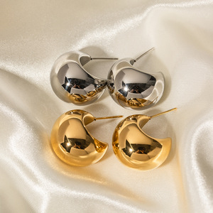 <b>Cuff</b> <b>Earrings</b> Geometric Semi Circular 18k Gold Stainless Steel Fashion Jewelry - Product Image 2
