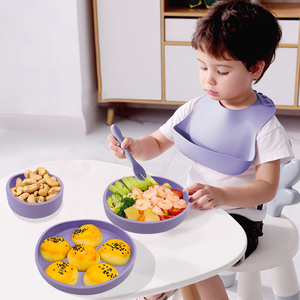 Ensemble d'alimentation pour bébé en silicone durable, sans BPA, de qualité supérieure, écologique, avec assiette à collation et récipient alimentaire à ventouse, motif animal de dessin animé - Product Image 5