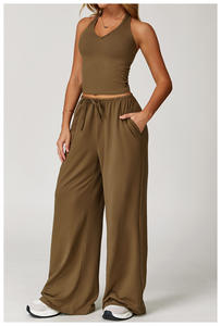 Pantaloni Foderati in Pile da <span class=keywords><strong>Donna</strong></span> a Vita Bassa Gamba Larga Casual Sportivi con Elastico in Vita e Coulisse - Product Image 6