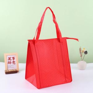 Custom Hot Pressed Laminated Non Woven Grocery Shopping Picnic Food Lunch Tote Insulated Cooler Bag Classic Style - Product Image 3