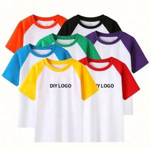 Healthy Knitted Casual Cotton Matching Color Kids Round Neck T <b>Shirts</b> with Custom Logo for Boys and Girls - Product Image 3