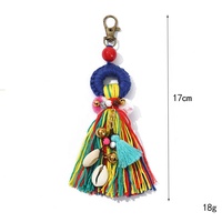 Pendentifs circulaires ethniques en coquillage contrastant avec pompons pour porte-clés, boucles d'oreilles et fermoirs de sac – En stock