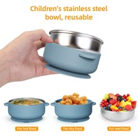 Ensemble de vaisselle pour bébé en gros, sans BPA, avec bol alimentaire à couvercle, fourchette, cuillère et ventouse anti-chute