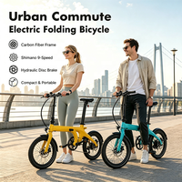Vélo électrique pliable pratique en fibre de carbone, frein à disque hydraulique durable, vélo électrique de loisirs urbain