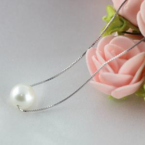 Collier pendentif en argent 925 jeune et tendance avec chaîne de clavicule, perle simple, accessoire unique - Product Image 1