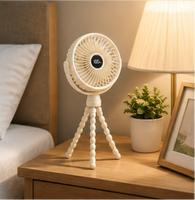 Mini ventilateur portable Octopus Tripod 360 °   Ventilateur de refroidissement USB-C rechargeable 3600 mAh à 5 vitesses rotatives pour poussette de bébé et camping en extérieur