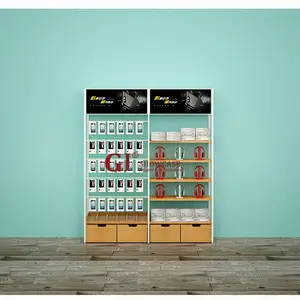 Phone accessories store display shelves shop fitting metal wooden display shelving yoyoso light box