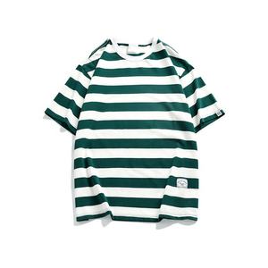 خطوط أفقية تي شيرت مدورة الرقبة المتضخم تي شيرت للرجال فارغة عارضة قصيرة الأكمام تي شيرت س الرقبة الجملة اثنين من لهجة خطوط - Product Image 1