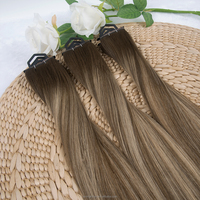 Cheveux humains russes bruts à double tirage Trame papillon de génie avec trou Extensions de cheveux de trame de trou XO invisible