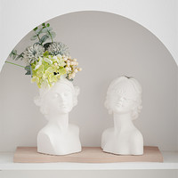 Vase en Céramique Blanc Art Déco Nordique Créatif, Forme Visage et Corps de Femme pour Arrangement Floral de Salon