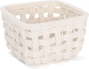 Wholesale Unique Home Storage Ceramic Woven Square Small Enamel Candy Trinket Dish Fruit Basket