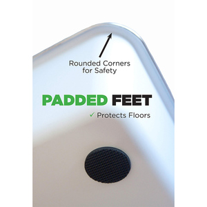 Surface lisse antiadhésive nettoyage facile bac à litière pour chat en acier inoxydable grand 23.5x15.5x6.1 pouces pieds en caoutchouc antidérapants blanc - Product Image 5