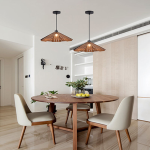 2025 thiết kế mới hiện đại Gỗ Đèn chùm óc chó chụp đèn Mặt dây chuyền đèn cho trang trí nội thất bắc âu trong nhà treo đèn - Product Image 5