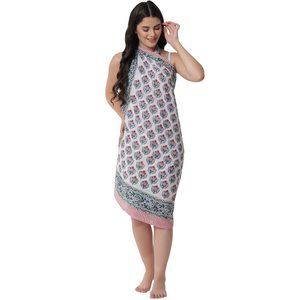 Sarong en coton imprimé à la main de qualité supérieure pour femmes, léger, idéal comme paréo de bikini, pour la plage et les vacances d'été - Product Image 2