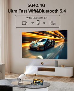 โปรเจคเตอร์ขนาดเล็ก 4K วิดีโอไร้สาย Wifi โฮม LED พกพา วิดีโอ Full HD สมาร์ทมิเรอร์สกรีน ระบบโปรเจคเตอร์ - Product Image 3