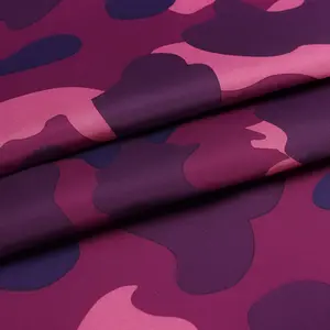 best quality taffeta purple camouflage pattern print fabric for cloth