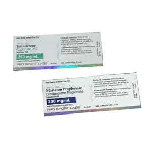 XKT-372 Sport pharma conception holographique estampage flacon anobolic d'emballage labels de la fiole 10ml