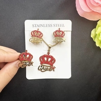 Bijoux en gros Big Crown, ensemble de fiançailles en acier inoxydable plaqué or 18 carats, accessoires de mode