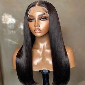 Cabello Humano 100% Liso y Sedoso <span class=keywords><strong>con</strong></span> Encaje Transparente 13*4, Alta Densidad, Super Double Drawn, para Mujeres Negras, Uso Diario y Fiestas - Product Image 1