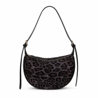 Sac à bandoulière demi-lune imprimé léopard tendance pour femme, sac à main hobo décontracté en cuir PU avec sangle à boucle dorée