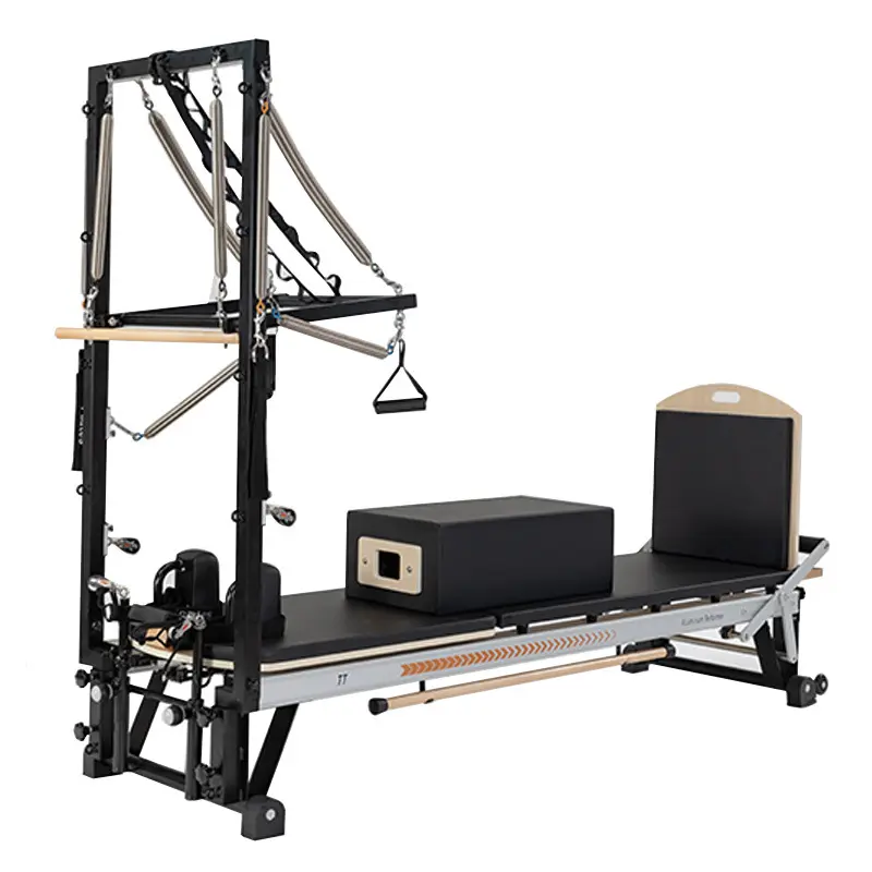 Pilates-Yoga-Training Übung Sportzubehör Maschine Holz mit Halbturm Heim-Pilates-Reformer