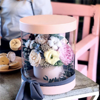 Boîte ronde en PVC pour fenêtre, boîte cadeau pliable pour fleurs, seau à fleurs rond, boîte à fleurs transparente pour la Saint-Valentin
