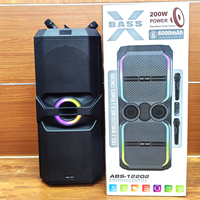 Speaker Karaoke Stereo Woofer 12 Inch ABS-12202 Hot Sale, Mic Nirkabel, Lampu RGB, Musik HIFI, Bluetooth, Speaker Party DJ