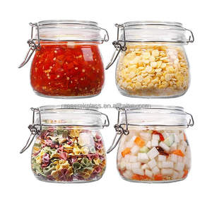 Best-seller Bouteilles en verre hermétiques de 500ml Conteneur de stockage des aliments Bocaux en verre avec couvercle à verrouillage/couvercle rabattable - Product Image 2