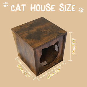 Katı ahşap kapalı Pet evler mobilya oturma odası kediler kafes End masa ahşap kedi evi - Product Image 4