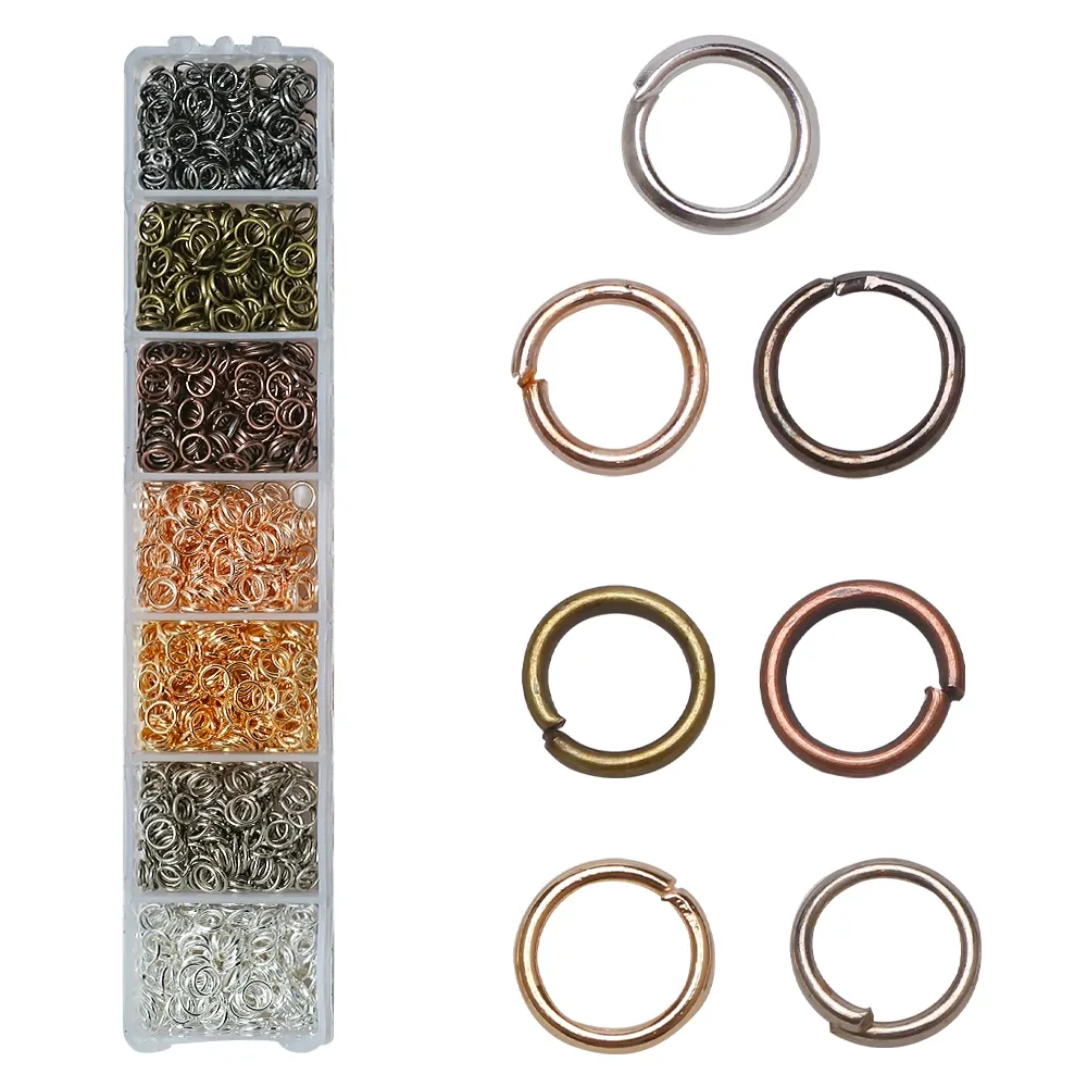 Zhubi 7 Grids Colorful Zinc Alloy Jump Rings 1400pcs Open Split Rings Jewelry Findings Metal Charms for DIY Making Bracelets