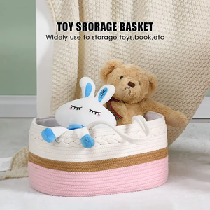 Nueva colección, bolsa de pañales de <span class=keywords><strong>maternidad</strong></span> para momias, <span class=keywords><strong>cesta</strong></span> de pañales de cuerda de algodón portátil y organizador para pañales de bebé - Product Image 4