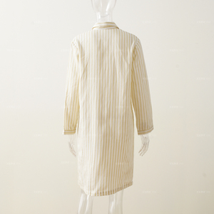 Camicia <span class=keywords><strong>da</strong></span> <span class=keywords><strong>Notte</strong></span> Elegante <span class=keywords><strong>da</strong></span> <span class=keywords><strong>Donna</strong></span> con Scollo a V, in Maglia di Lino Sintetico Tinto in Filo, Traspirante, a Maniche Lunghe e Bottoni, Vita Media, per Autunno Inverno - Product Image 5