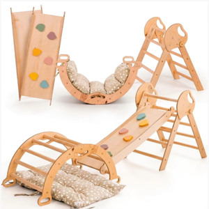 Triángulo Pikler de Madera para Bebés, Parque Infantil Interior, Estructura de Escalada Ajustable para Niños - Product Image 1
