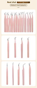 Pince à cils rose à marque privée avec embout en fibre, logo personnalisé, pour extensions de cils volume à embout en fibre - Product Image 3