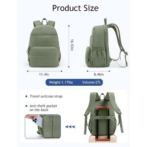 Mochila de Viaje Uselike para Portátil de 15.6 Pulgadas, Resistente al Agua, Acolchada, para la Universidad, para Mujer, Mochila de Trabajo con Forro de Poliéster, 27L - Product Image 3