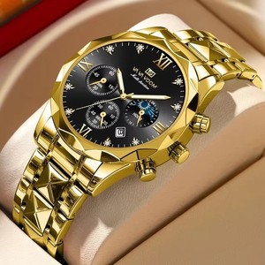 VA VA VOOM Luxury Fashion Business Men's Stainless Steel Quartz Watch Waterproof Luminous Date Glass Leather Strap <b>Model</b> 2471 - Product Image 4