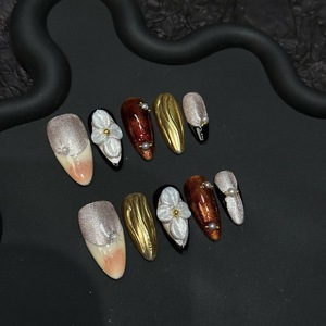 Nuevo Producto Lanzado, Uñas Postizas Hechas a Mano con Diseño de Flor de Vid Púrpura, Cristal de Hielo y Mariposa, Efecto <span class=keywords><strong>Ilusión</strong></span> Púrpura - Product Image 5