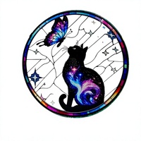 Décoration suspendue transfrontalière en acrylique, attrape-lumière puzzle, motif chat noir, style bohème, pour jardin, cadeau d'Halloween et de Noël, Chine