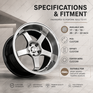 Jantes en alliage 15 16 17 18 pouces pour Honda Toyota Nissan Hyundai 5x114.3 5 branches à profil profond Flow Formed pour voitures de tourisme – Amélioration des jantes - Product Image 4