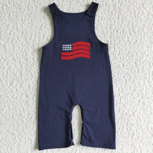 Romper de Verano para Bebés Niñas con Estampado de la Bandera de EE. UU., Ecológico, de Spandex/Algodón - Product Image 1