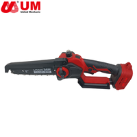 Gergaji Rantai Listrik Lithium Mini UM Berkualitas Tinggi 21V 8 inci untuk Memotong Kayu, Gergaji Rantai Lithium Genggam Tanpa Baterai dan Pengisi Daya