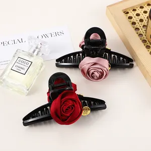 Large Hair Claw Level Fairy Rose French Style Big Snap Clip Big Women's Sweet Elegant Back Hair Accessories Hair Shark Clip