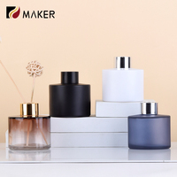 Bouteille en verre de pot de bâton de parfum d'aromathérapie 100ml 150ml 130ml 200ml Bouteille vide de diffuseur de roseau d'arôme de luxe personnalisée de couleur noire
