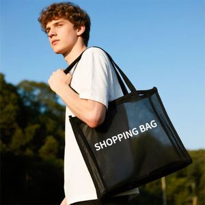 Bolsa de Compras de Lona Transpirable, Transparente, de Gran Capacidad, con Asa de Hombro, para Uso Diario, Playa y Viajes - Product Image 3