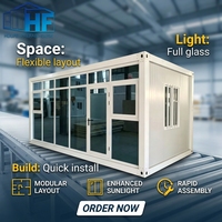 Structure en acier, maison conteneur en verre préfabriquée 20Ft-4Ft, haute qualité pour logement temporaire, OEM ODM, livraison rapide