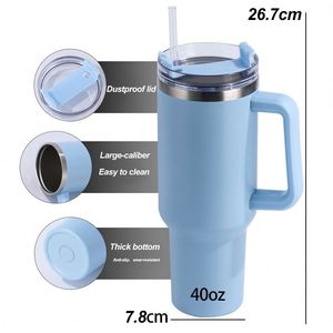 Custom logo 40oz Stainless Steel Insulated Car Cup Portable Double-layer Cup with Handle Wholesale Large Capacity Water Cup - Product Image 3