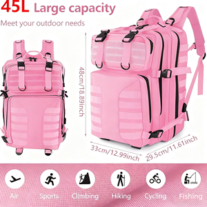 Ba lô chiến thuật 45L cho nam và nữ 3 ngày tấn công Túi ba lô lớn với hệ thống MOLLE-màu hồng - Product Image 3