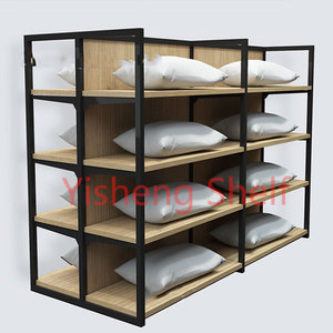 Tùy Chỉnh Bán Lẻ Hộ Gia Đình Sang Trọng Nhà Dệt Thiết Kế Cửa Hàng Nội Thất Kệ Tường Bằng Gỗ Kim Loại Gối Hiển Thị Giá Siêu Thị Kệ - Product Image 1