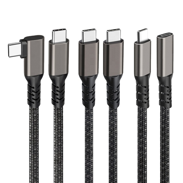 100W 5A USB3.2 USB 3.2 Fast Charge Data Cable USB C Type C Type-C Male Angled Cable 0.2M 0.5M 1M 1.5M 2M 3M