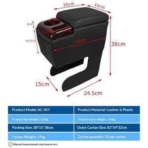 Reposabrazos Universal para Auto de Gran Capacidad, sin Perforaciones, con Caja de Almacenamiento Central, Plástico AC-457, Venta al Por Mayor de Fábrica, Ajuste Estándar - Product Image 4